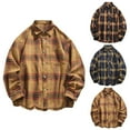 thumbnail image 1 of 2 Pack Mens Big and Tall Shirts Long Sleeve Plus Size M-5X Button-Down T-Shirts with Pocket and Collar Casual Plaid Printed Cotton Blend Shirt Tops, 1 of 8