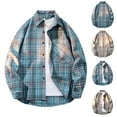 thumbnail image 1 of 2 Pack Mens Big & Tall Shirts with Pocket M-5X Plus Size Long Sleeve Tshirts Shirt Button-Down Collared Casual Plaid Printed Work Shackets Tops, 1 of 6