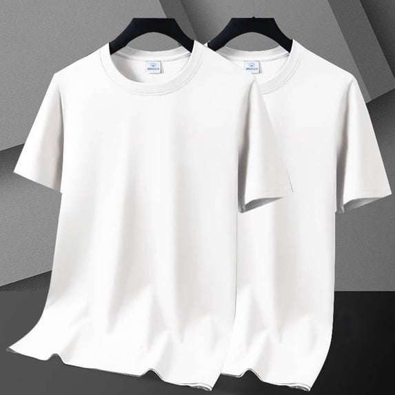 2 Pack Mens Big & Tall T Shirts M-5X Plus Size Short Sleeve Crewneck Tees Tops Casual Solid Color Pullover Stretchy Slim Basic Workout Tshirts Shirt