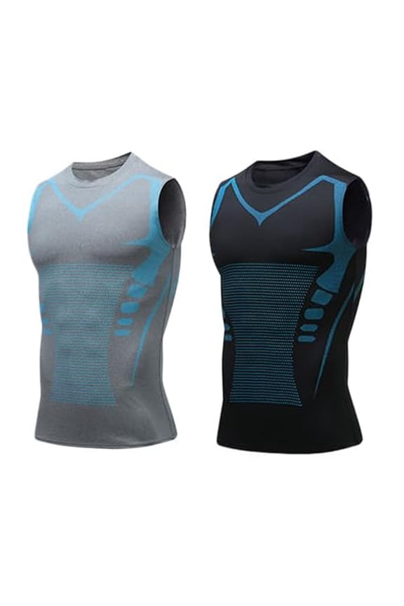 2 Pack Mens Compression Shirt Slimming Shapewear Tummy Control Corset Fat Burning Sweat Compression Vest,2XL