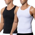 thumbnail image 1 of 2 Pack Mens Compression Shirts Slimming Shapewear Body Shaper Vest Tummy Control Tank Top Gynecomastia Undershirt, 1 of 6