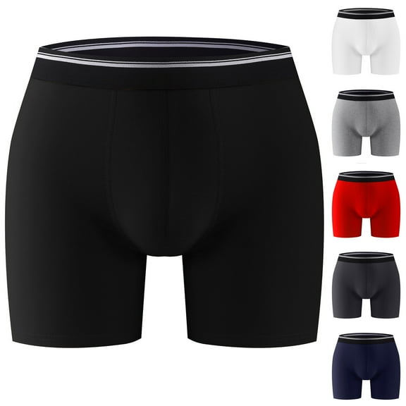 2 Pack Mens Cotton Underwear Boxer Briefs Casual Solid Color Breathable Stretchy Slim-Fit Comfort Basic Support Loungewear Workout Boxers