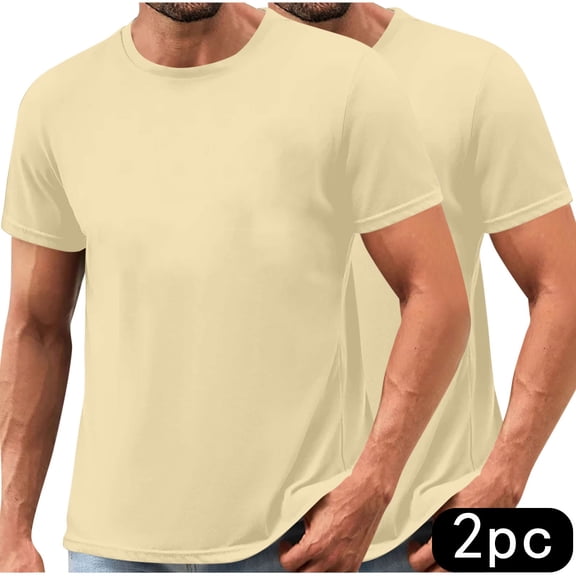 2 Pack Mens Crew Neck T Shirt Short Sleeve Casual Summer Basic Tee Slim Fit T-Shirt
