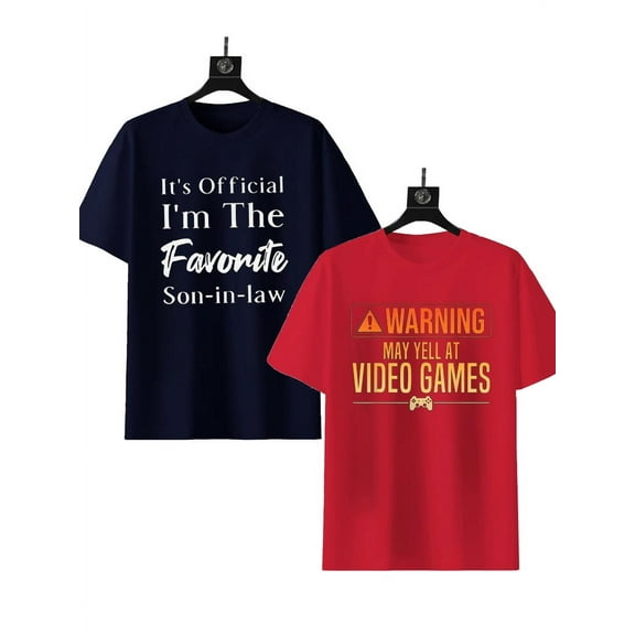 2 Pack Mens Graphic Tees Vintage T-Shirts Oversized Letter Print Casual Crewneck Cotton Top Short Sleeve Rapper Streetwear Black,Red XL