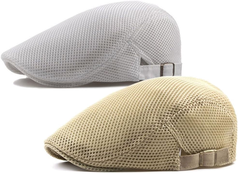 YAMEE Baret Cap voor Heren Zomer Mesh Ademend,Trendy Mannen Platte Eenvoudige Adjustable Beret