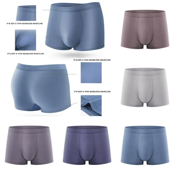 2 Pack Mens Modal-Underwear Boxer Briefs Stretchy High Waisted Classic Solid Color Breathable Loungewear Athletic Workout Seamless-Boxers