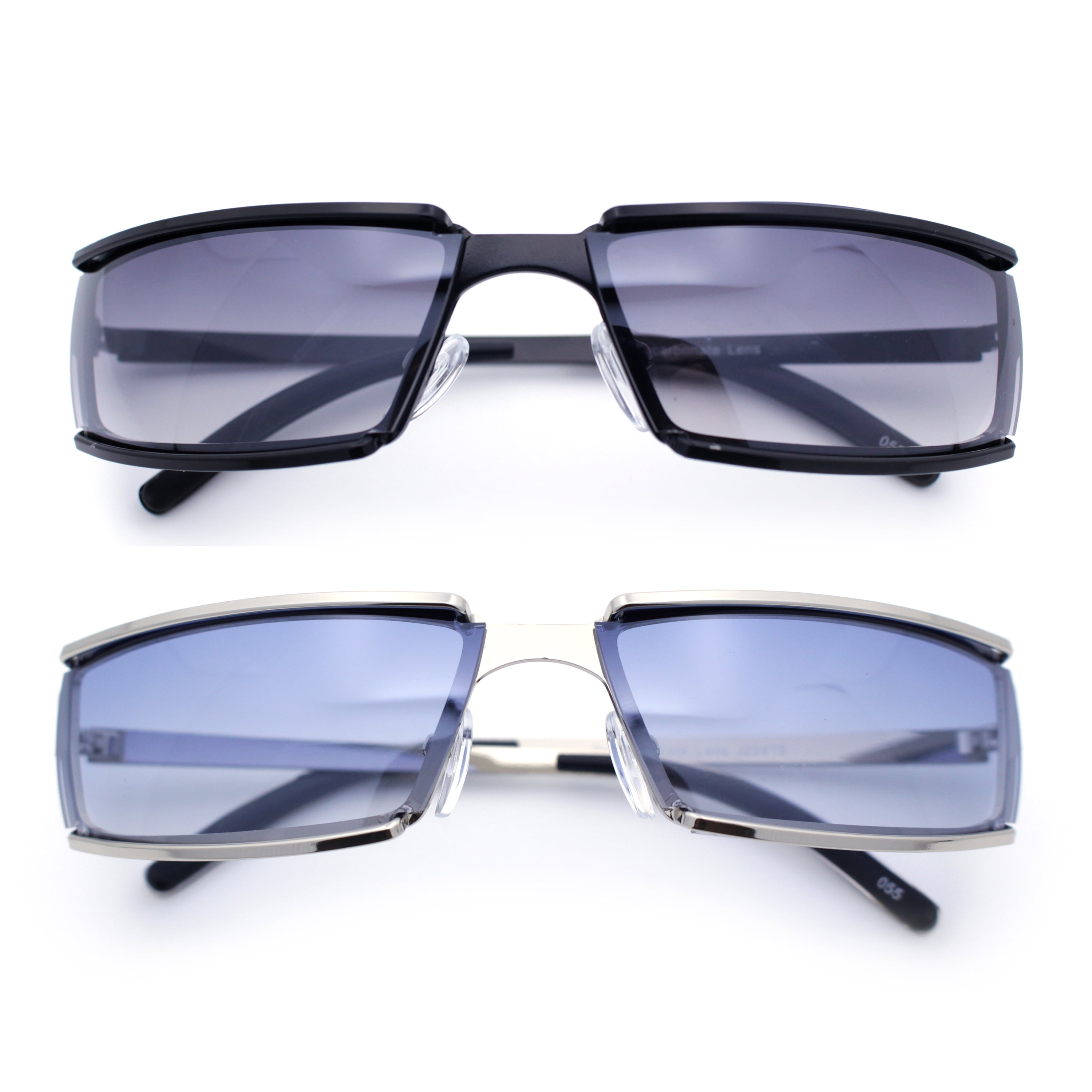 Mens Narrow Warp Rectangle Sport Mob Metal Rim Sunglasses
