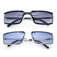 thumbnail image 1 of (2-Pack) Mens Narrow Wrap Rectangle Sport Mob Metal Rim Sunglasses 1 Black 1 Blue, 1 of 1