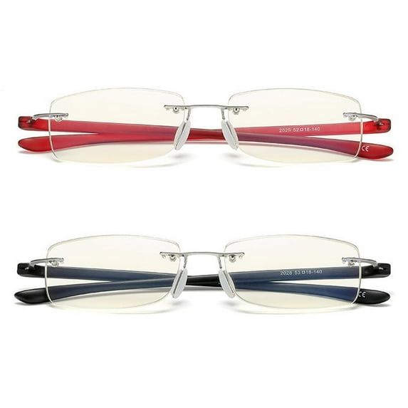 2 Pack Mens Rimless Reading Glasses Blue Light Blocking TR Readers Presbyopic glasses