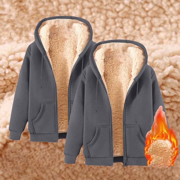 2 Pack Mens Sherpa Lined Hoodies & Sweatshirts Zipper Up Thermal Warm Hoodie Jackets with Pockets Casual Solid Long Sleeve Fleece Coats Clearance