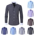 thumbnail image 1 of 2 Pack Mens Shirts Business Casual Long Sleeve Wrinkle-Free Tshirts Shirt Button-Down Collared Slim-Fit Stripe Printed Office Work Tops with Pocket, 1 of 8