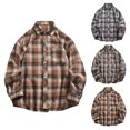 thumbnail image 1 of 2 Pack Mens Shirts Long Sleeve Button-Down Big & Tall T-Shirts M-5X Plus Size Casual Plaid Printed Work Tshirts Tops with Pocket and Collar, 1 of 8