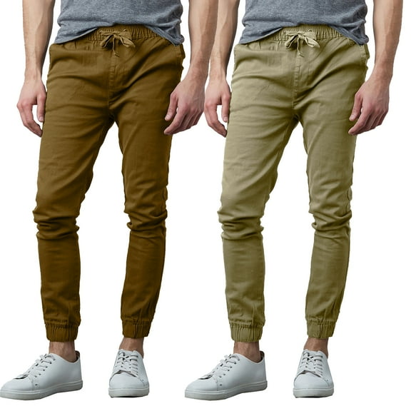 2-Pack Mens Slim-Fit Cotton Twill Jogger Pants (S-2XL)