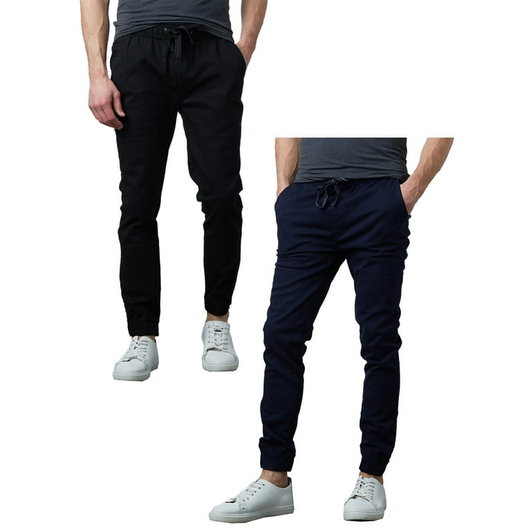2-Pack Mens Slim-Fit Cotton Twill Jogger Pants (S-2XL)
