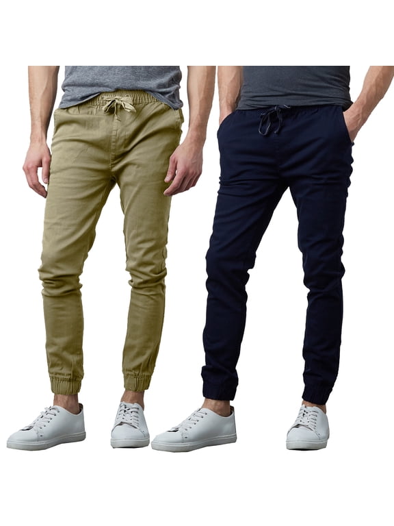 2-Pack Mens Slim-Fit Cotton Twill Jogger Pants (S-2XL)