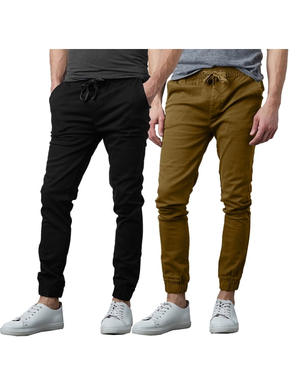 2-Pack Mens Slim-Fit Cotton Twill Jogger Pants (S-2XL)