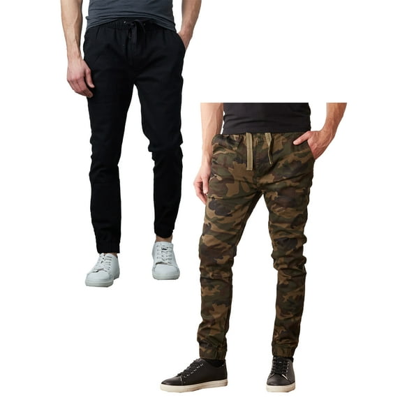2-Pack Mens Slim-Fit Cotton Twill Jogger Pants (S-2XL)