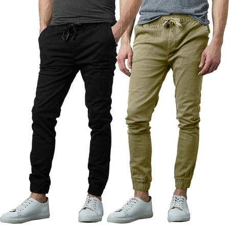 2-Pack Mens Slim-Fit Cotton Twill Jogger Pants (S-2XL)