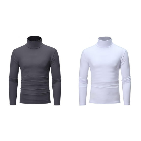 2 Pack Mens T Shirts Men's Long Sleeve Slim Fit Turtleneck T Shirts Lightweight Basic Solid Fall Winter Pullovers Men Shirt L2