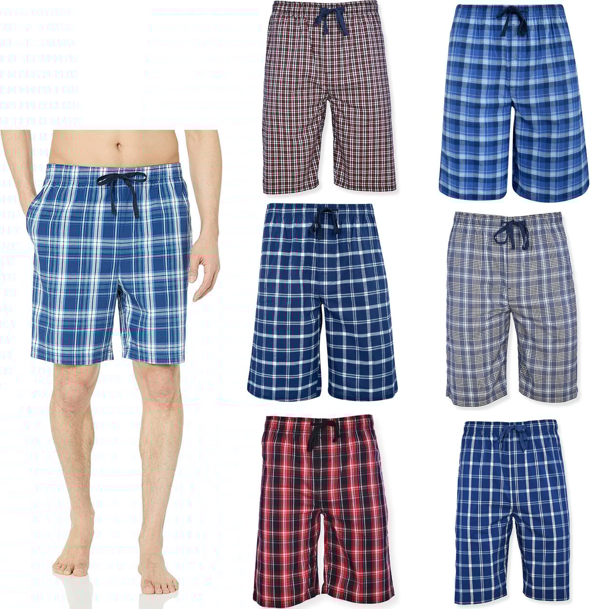 BARGAIN HUNTERS 2-Pack: Mens Ultra Soft Plaid Lounge Pajama Sleep Wear Shorts