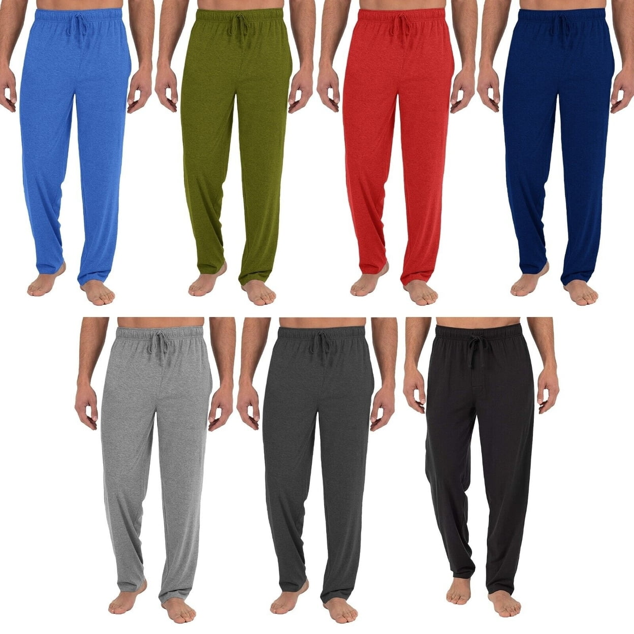 Andrew Scott Men's 6 Pack 100% Cotton Jersey Knit Yoga Lounge & Sleep Pajama  Pants (6 Pack - Navy/Black/Royal/Hunter/White/Grey, Small) at Amazon Men's  Clothing store