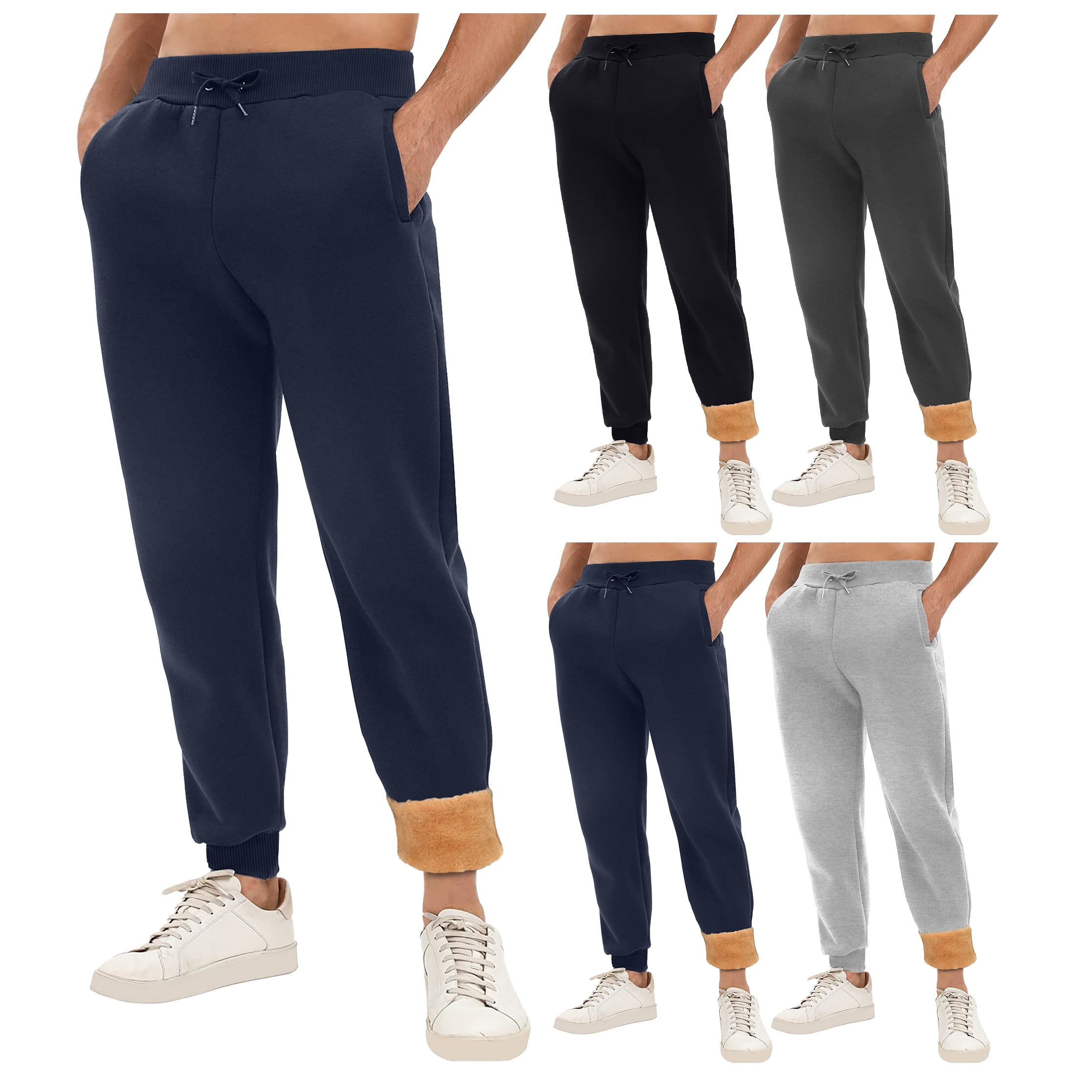 Amazon.com: Men Winter Fleece Sweatpants Fitness Running Athletic Trousers  Loose Drawstring Waist Solid Color Pants with Pocket Warm Thick Track Pants  : Clothing, Shoes & Jewelry
