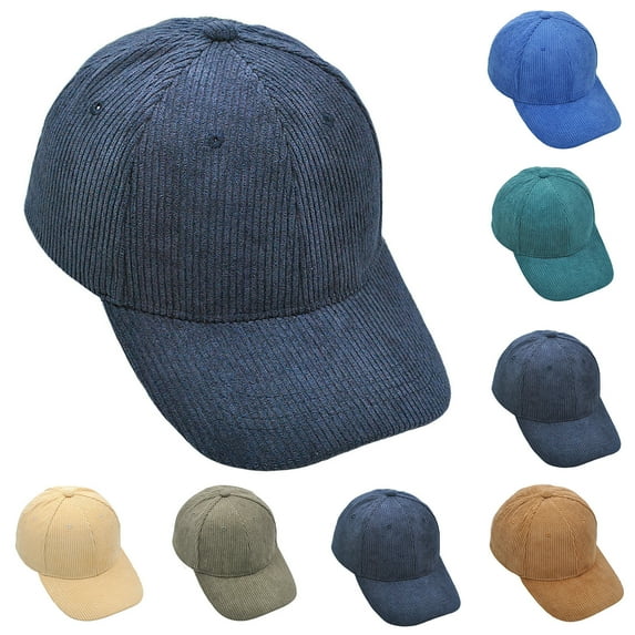 2 Pack Mens & Womens Baseball Cap Corduroy-Snapback Hats Unisex Couples Adjustable Casual Solid Color Sun Protection Ball Hat