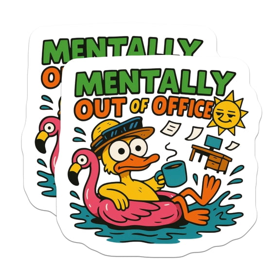 (2 Pack) Mentally Out of Office Magnets - Funny Duck Flamingo Float - Summer Vacation Mood Desk Humor - 5 Inches On Longest Side - Thick Durable Magnet - Made in USA - MAG20699