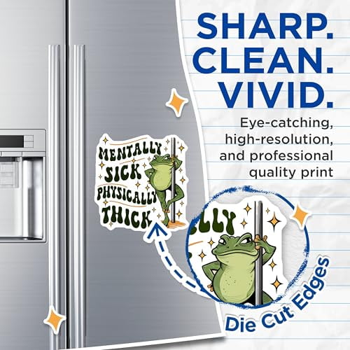 (2 Pack) Mentally Sick Physically Thick Magnets - Funny Frog Magnets - Unique Fridge Magnets - 5" On Longest Side - for Cars, Fridges, Toolboxes - Made in USA - MAG3770