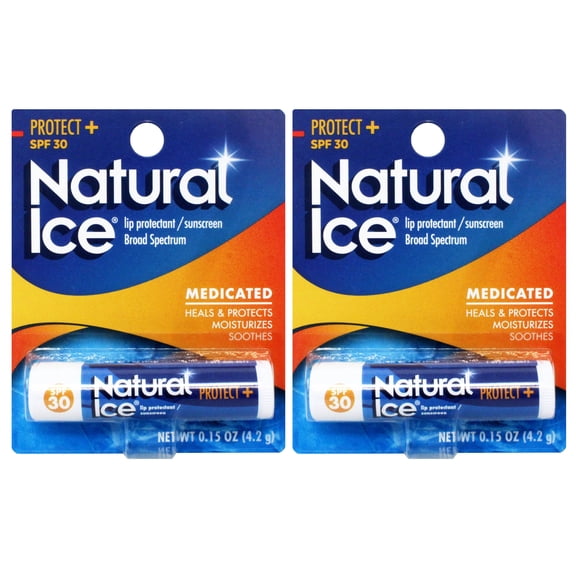 2 Pack - Mentholatum Natural Medicated Ice Lip Protectant Sunscreen, SPF 30, 0.15 OZ