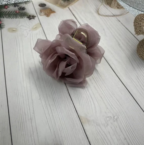 2 Pack Mesh Flower Design Shark Clips - Strong Grip for Thick Hair, Elegant and Minimalist Style for Everyday Use, Commuting and Dating