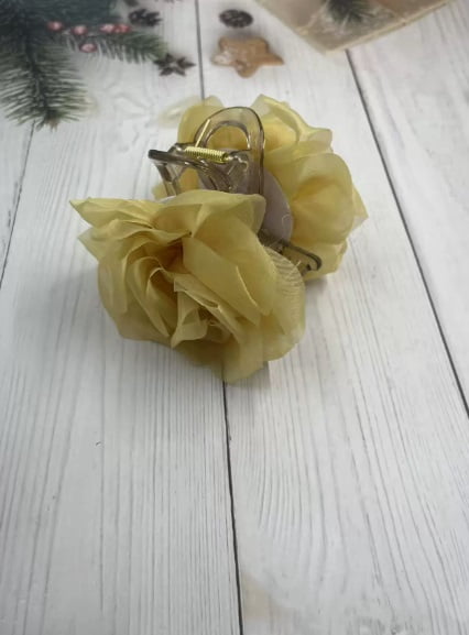 2 Pack Mesh Flower Design Shark Clips - Strong Grip for Thick Hair, Elegant and Minimalist Style for Everyday Use, Commuting and Dating
