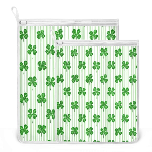 2 Pack Mesh Laundry Bags Cute Four-leaf Clover Durable Polyester Wash Bags with Zipper 2 Sizes Reusable Delicates Bag for Washing Machine Travel Storage
