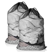 2 Pack Mesh Laundry Bags, Large Heavy Duty Washing Machine Bags for Delicates, College, Dorm, Travel, Family, Black, 24 x 35 Inches