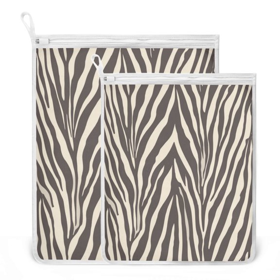 2-Pack Mesh Laundry Bags Sizes S/M Mesh Zipper Laundry Clothing Wash Bags Zebra Stripes Vector