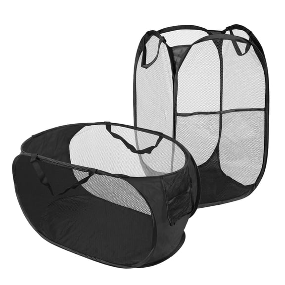 2 Pack Mesh Pop Up Laundry Hamper, Foldable Laundry Basket with Sturdy Handles, Vertical & Horizontal Collapsible Dirty Clothes Basket for Laundry & Home Organization