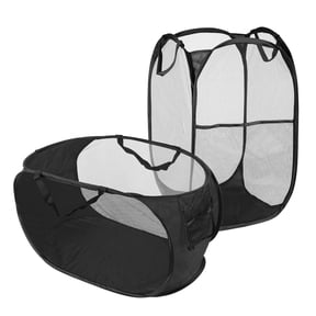 2 Pack Mesh Pop Up Laundry Hamper, Foldable Laundry Basket with Sturdy Handles, Vertical & Horizontal Collapsible Dirty Clothes Basket for Laundry & Home Organization