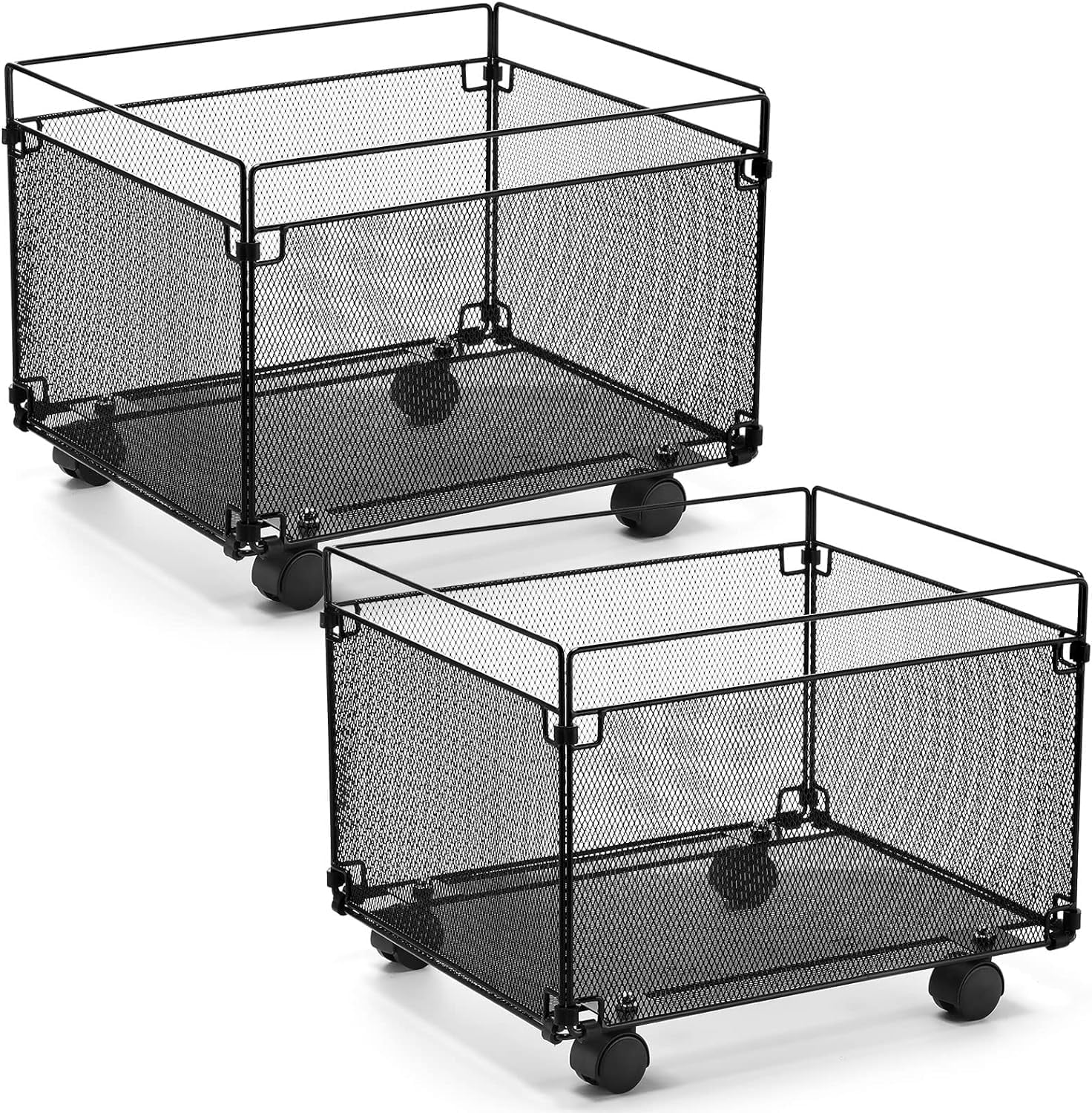 2 Pack Mesh Rolling File Carts with Wheels Hanging Files Metal File ...