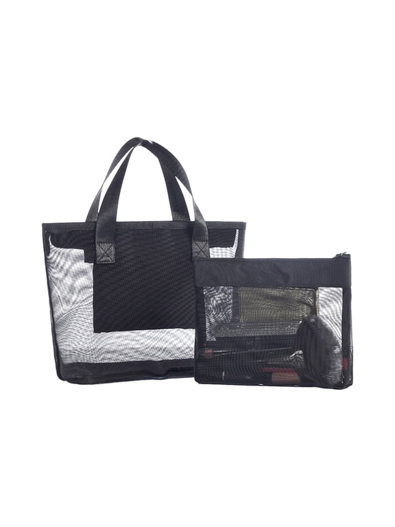 2-Pack Mesh Toiletry Bags Portable Travel Organizer Bag Breathable Mesh Handhelds Bags for Beach Trips, Gym