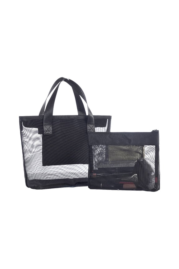 2-Pack Mesh Toiletry Bags Portable Travel Organizer Bag Breathable Mesh Handhelds Bags for Beach Trips, Gym