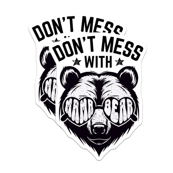 (2 Pack) Don't Mess with Mama Bear Magnets - Funny Bear Magnets - Animal Lover Decor - 5" On Longest Side - for Cars, Refrigerators, Toolboxes, Lockers - Made in USA BMCS3444