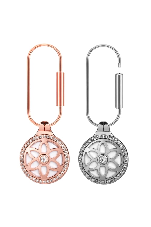 2 Pack Metal AirTag Holder with Screw Lock, Airtag Keychain Inlaid Rhinestone, Fashion Diamonds Shine Holder Case for Apple AirTag.