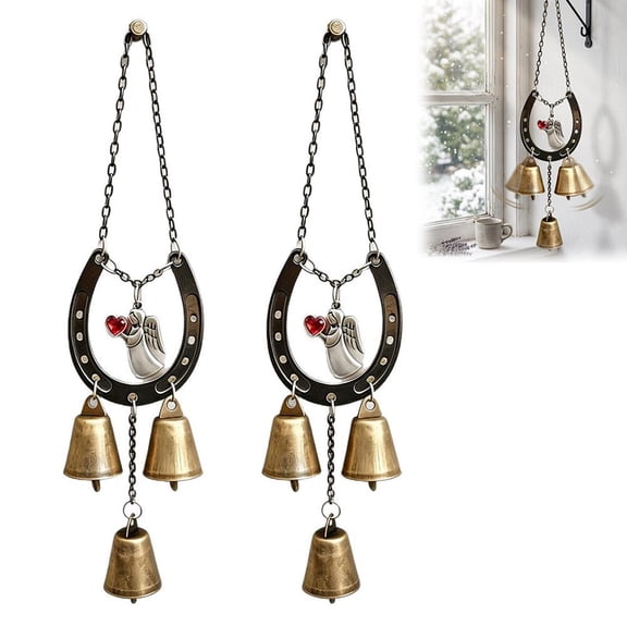 2 Pack Metal Angel Wind Chime, three-tier Wood and Iron Hanging, Patios Balconies Gardens and Bedroom Windows, 11.81 in