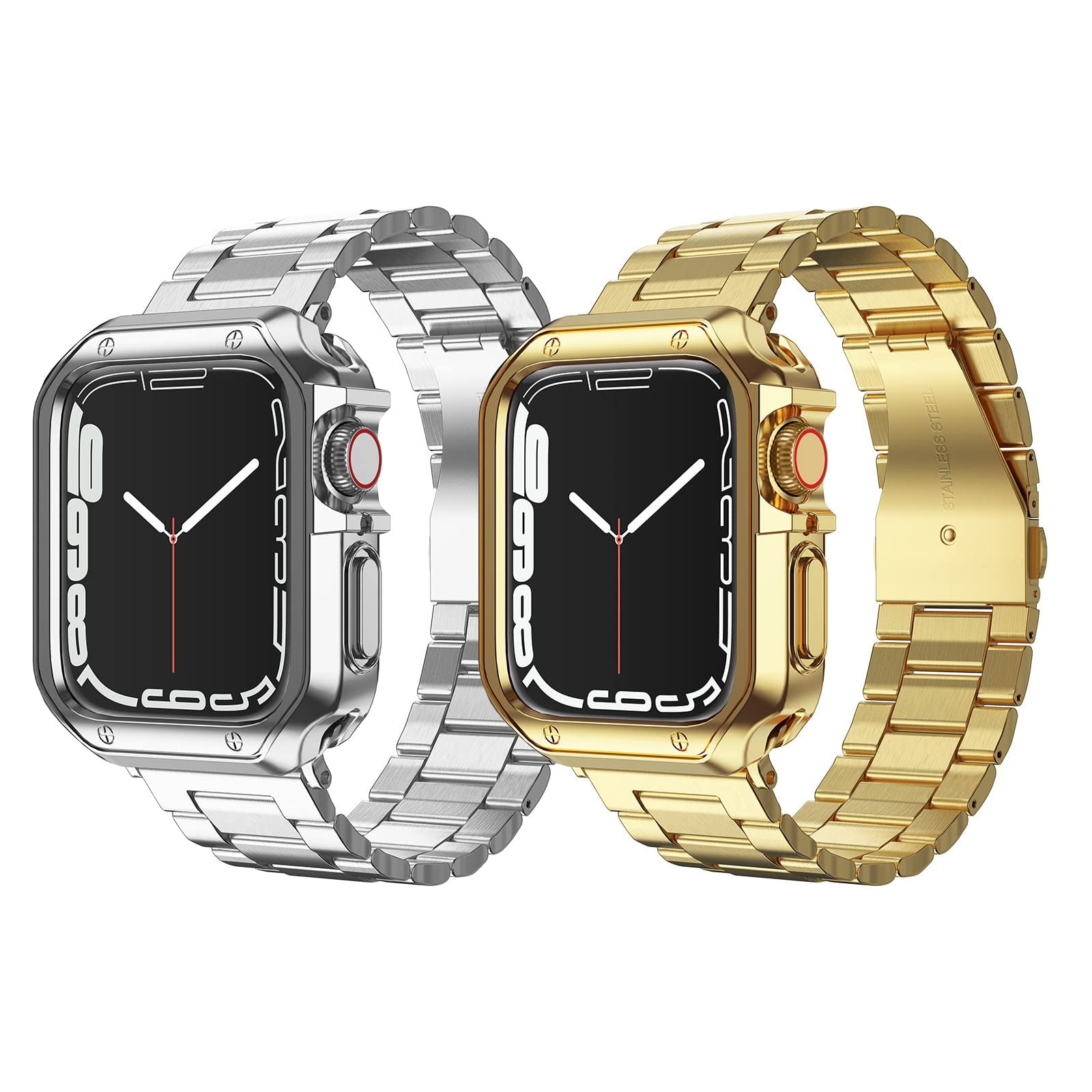 2 Pack Metal Apple Watch Band for iWatch Series 8 7 6 5 4 3  display picture 1
