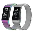 thumbnail image 1 of 2 Pack Metal Bands Compatible With Fitbit Charge 4/Charge 3/Charge 3 SE, Adjustable Stainless Steel Mesh Loop Magnetic Clasp Wristbands Replacement Strap For Women Men, 1 of 6