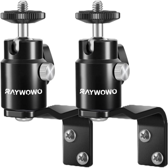 2 PC Metal Security Camera Wall Mount, 1/4" Screw & 5/8" Stud, 360° Adjustable Indoor Outdoor Wall/Ceiling Bracket for Arlo Pro 3/4, Ultra 2, Wyze, Eufy, Reolink & Studio Lights, Black, E-Shape