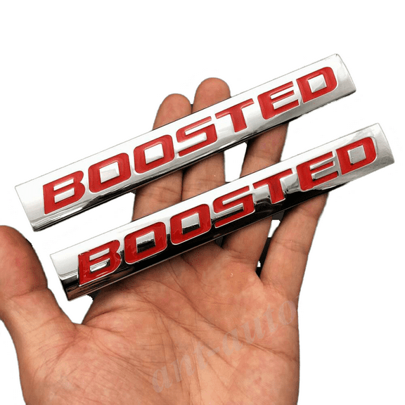 2-Pack Metal Chrome BOOSTED Emblem Decals for Car Trunk or Fender