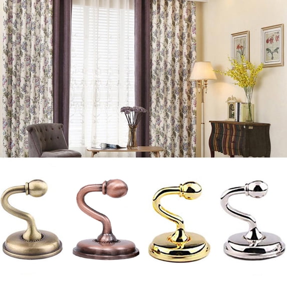 2 Pack Metal Curtain Holdbacks Wall Mounted Tieback Hooks for Window Drapery, Decorative Hanger Holder with Classic Design