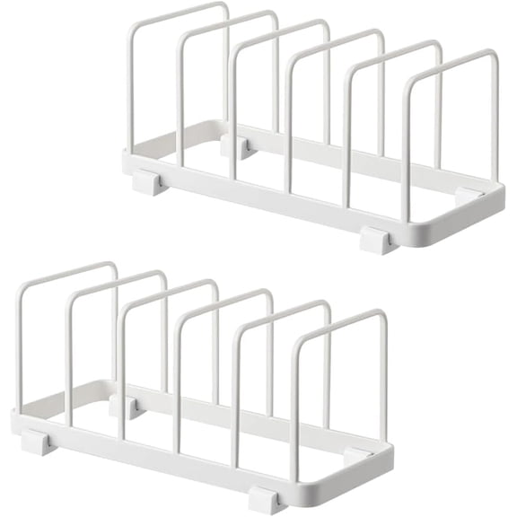 TIE-DailyNec 2 Pcs Metal Dish Rack, Multifunctional Kitchen Organizer for Plates, Pots, Lids, Bakeware and Cutting Boards, White