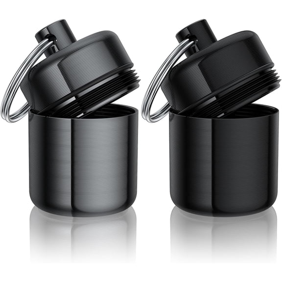 2 Pack Metal Earplug Case Small Waterproof Keychain Pill Holder Aluminum Container for Travel